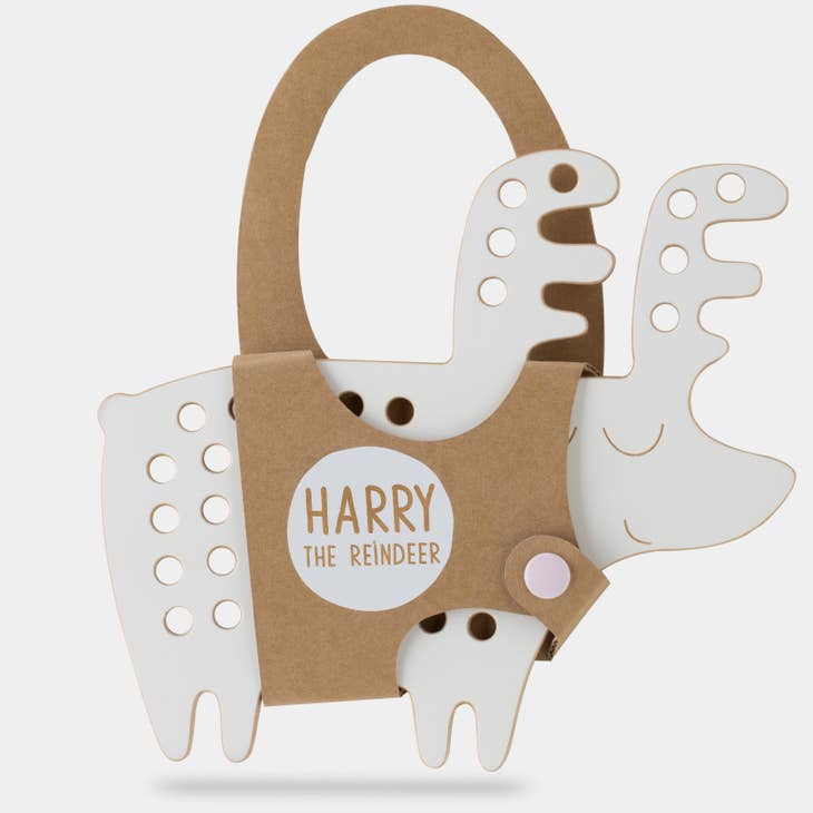 Harry the Reindeer, juguete de madera con cordones, montessori