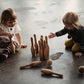 Juego de bolos de madera natural